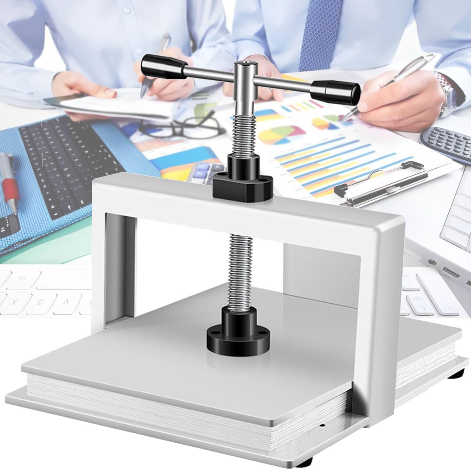 Macchina manuale della stampa della carta per appiattire libri e documenti, cucitrice commerciale e levigatrice della carta per uso ufficio e archivio