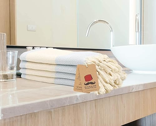 Vista 36 de Bazaar Anatolia Juego de 2 toallas de mano turcas para baño, 39 x 19 pulgadas, algodón, toallas de mano decorativas para cocina, té, yoga, cara