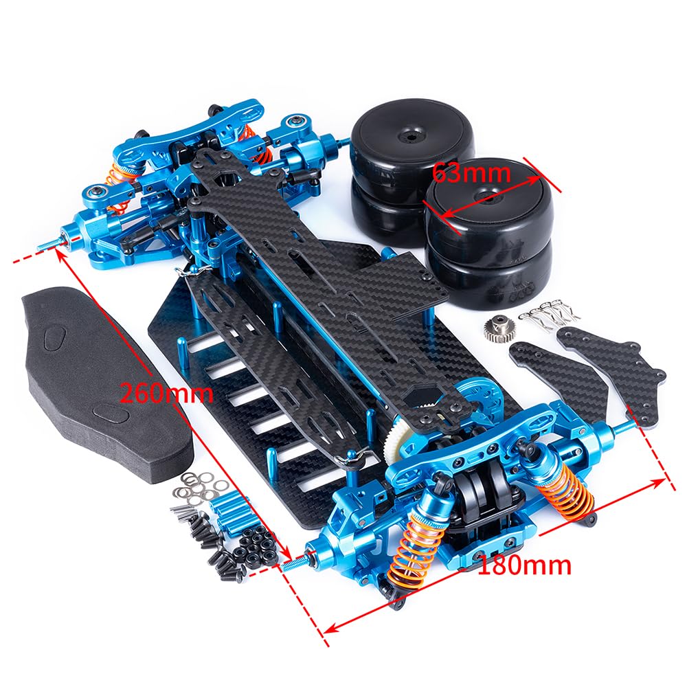 Runup Metall- und Kohlefaser-Chassis-Rahmen, Karosserie-Montagesatz für TT-02 1/10 RC-Modellauto-Upgrade-Teile
