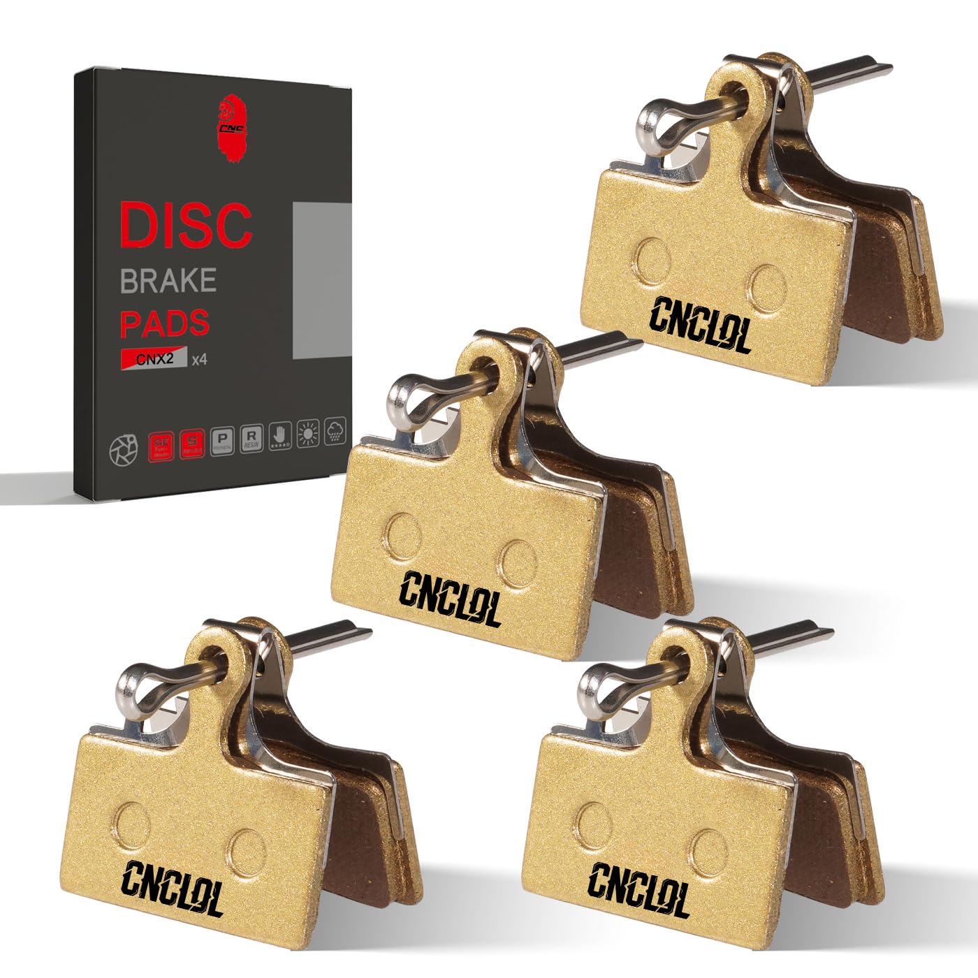 CNCLOL Bike Disc Brake Pads, for Shimano XTR XT SLX Deore, Fits BR-M9000 M9020 M985 M987 M785 M8000 RS785 S700, Replacement G01A G02A G03A G05A G01S G02S G03S.Semi-metallic(4-pairs) — image 1