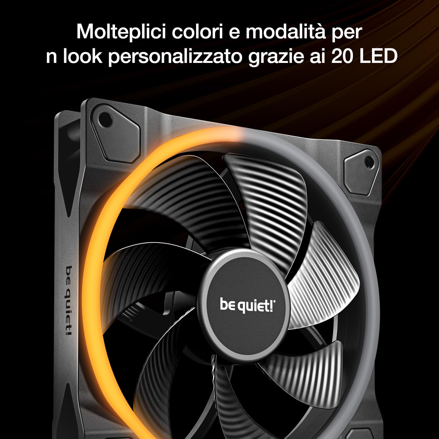 be quiet! Light Wings 140mm PWM Reverse Black ventola, pale invertite ottimizzate per il rumore, elevata portata d’aria, ideale come ventola laterale o inferiore, 20 LED ARGB, estremamente silenziosa