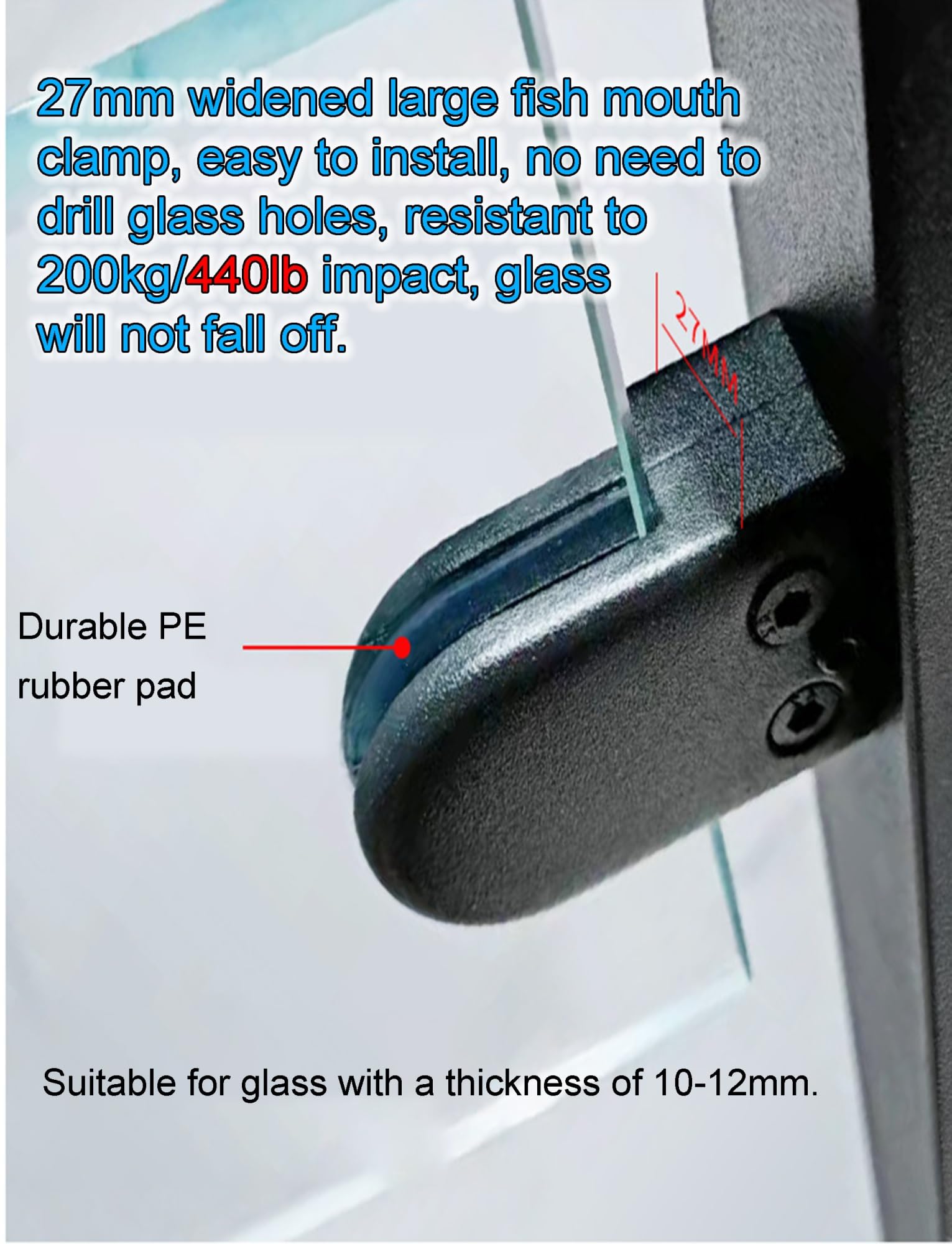 Balaustra in metallo in acciaio inox 304 per corrimano per scale con morsetto in vetro e gomme, altezza 85-105 cm