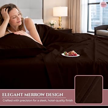 MyGiza Sheets 4 Pcs Twin Sheet Set, 100% Certified Giza Egyptian Cotton, Soft & Luxury Sheets fits 15 Inches Deep Mattress, Chocolate