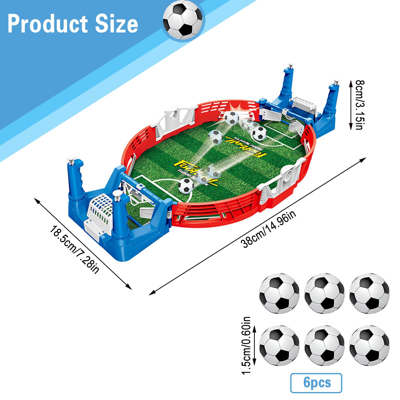 Juego de Mesa Futbol para niños con 6 Pelotas, Futbolines para Niños de Mesa, Interactivo, Futbolín de Mesa para Niños, Mini Futbolin para Niñas, Adultos, Niños y Familia