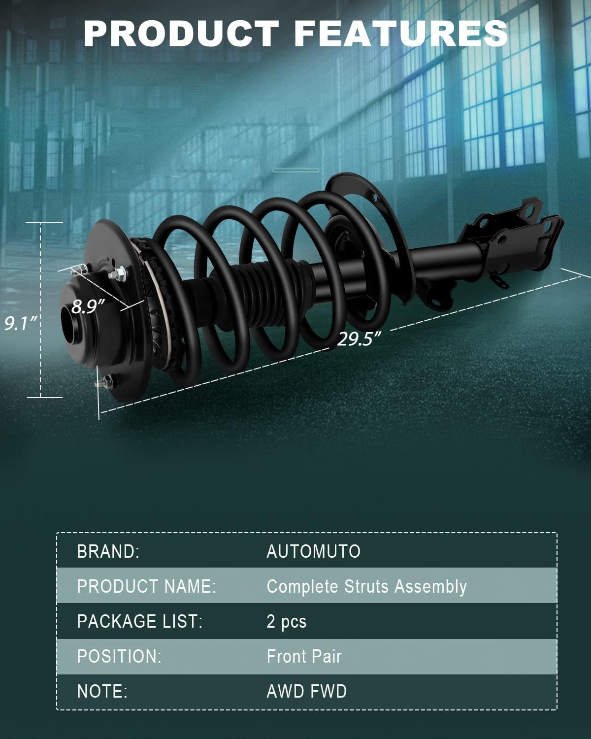 AUTOMUTO Front shocks and Strut Spring Assembly Shock Absorber for 2004-2008 for Chrysler Pacifica -2pca