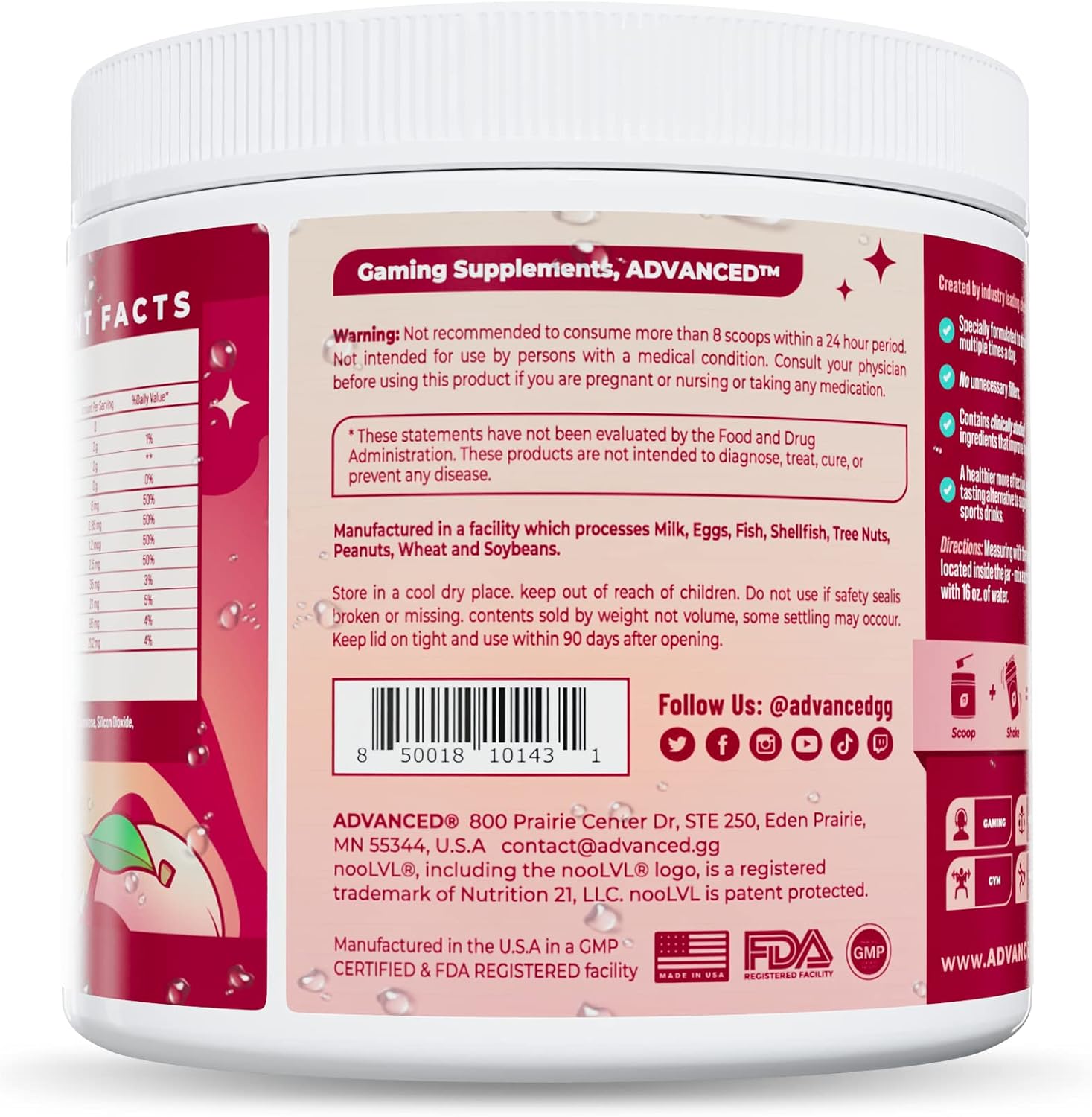 Advanced Hydration High-Performance Electrolyte Drink Mix with B Vitamins for All-Day Hydration - Caffeine Free, Zero Calories, Sugar Free, & Keto Friendly - (30 Servings, Peach Mango)
