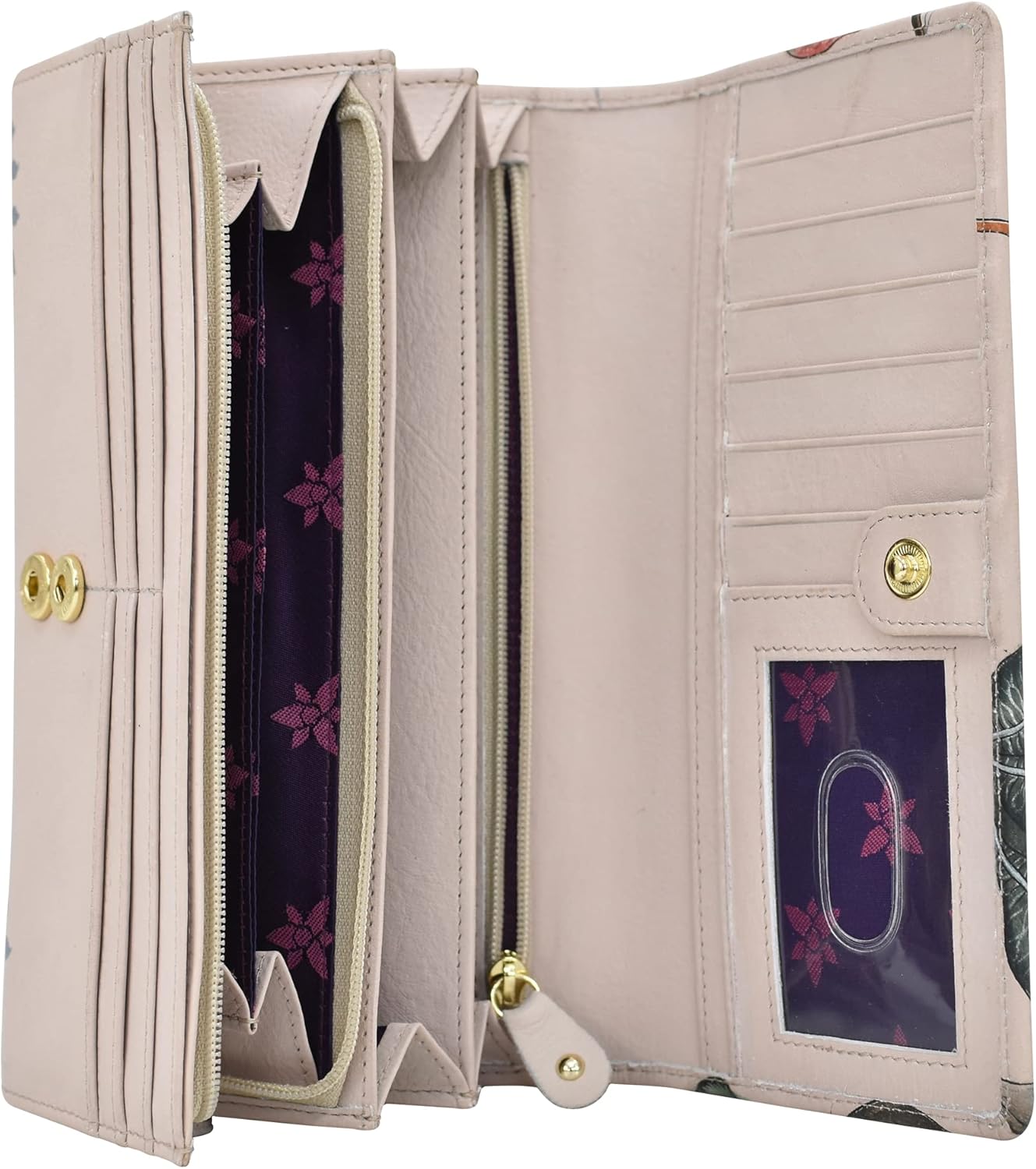 Anuschka Women’s Hand-Painted Genuine Leather RFID Blocking Accordion Flap Wallet