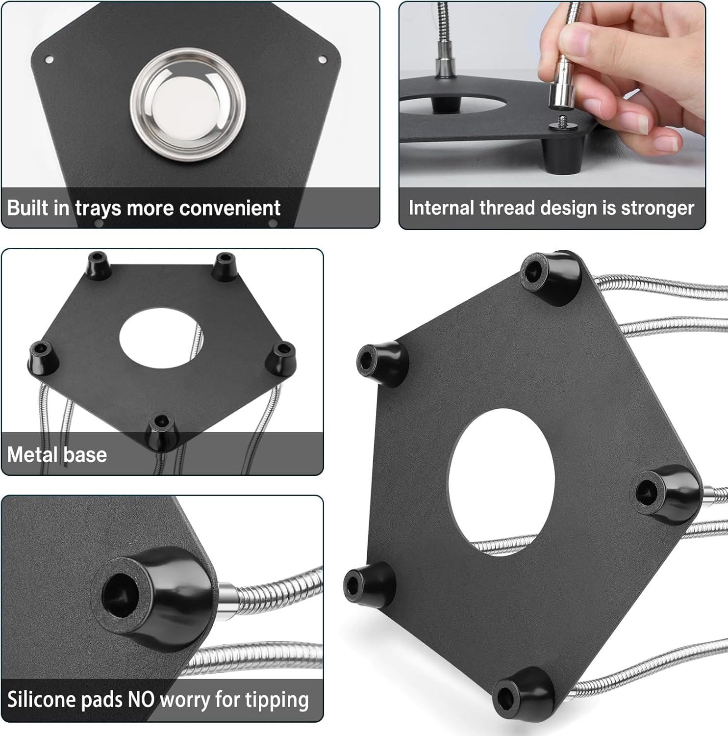Lytool Helping Hands Soldering Station with 3X Magnifying Glass Dimmable LED, Flexible Helping Hands Soldering with 4 Flexible Arms for Welding Repair Hobby DIY