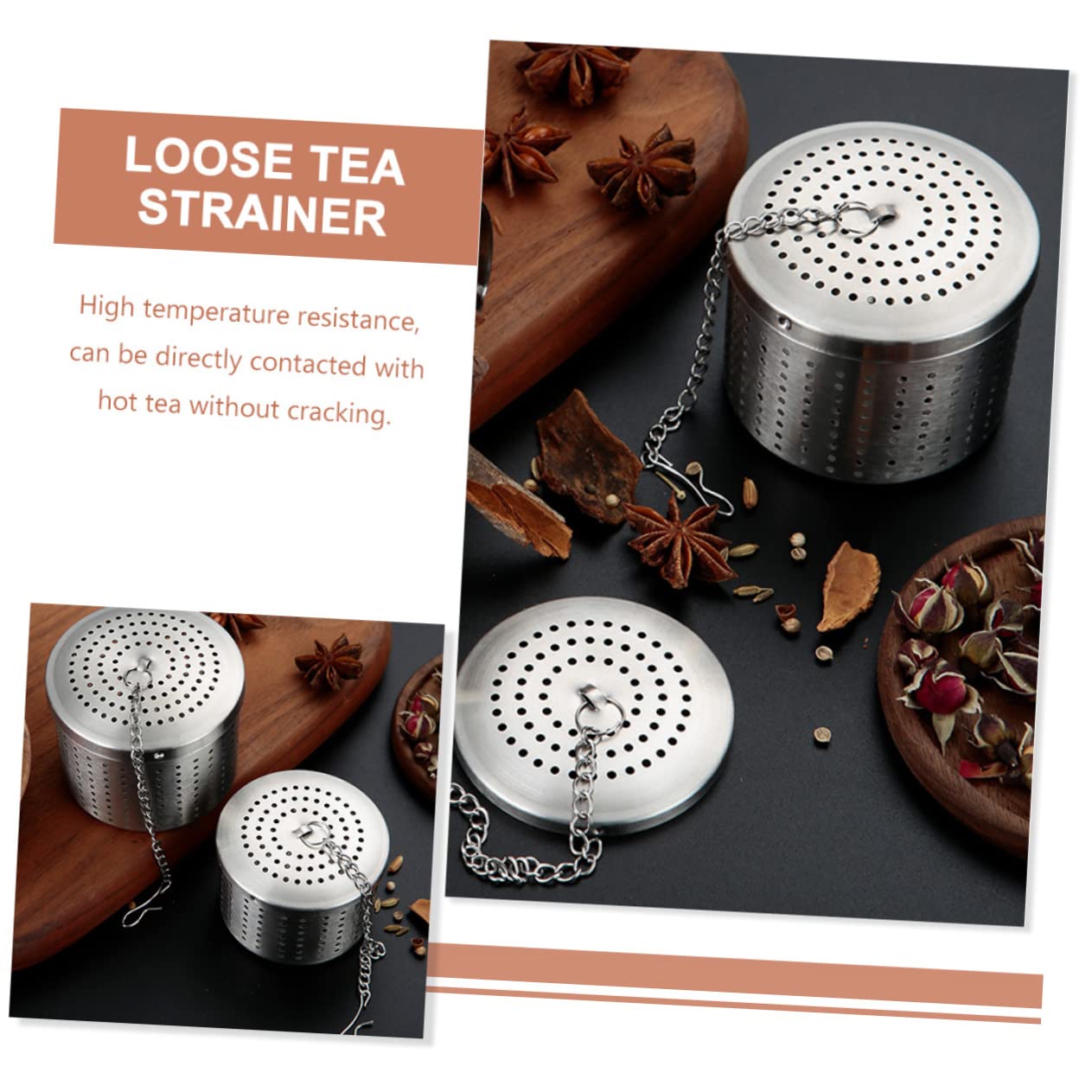 Amosfun 8 Piezas colador de té de acero inoxidable colador infusor de tetera bolsitas de té para té suelto filtro de té profesional té de malla Infusor de té colador de té reutilizable