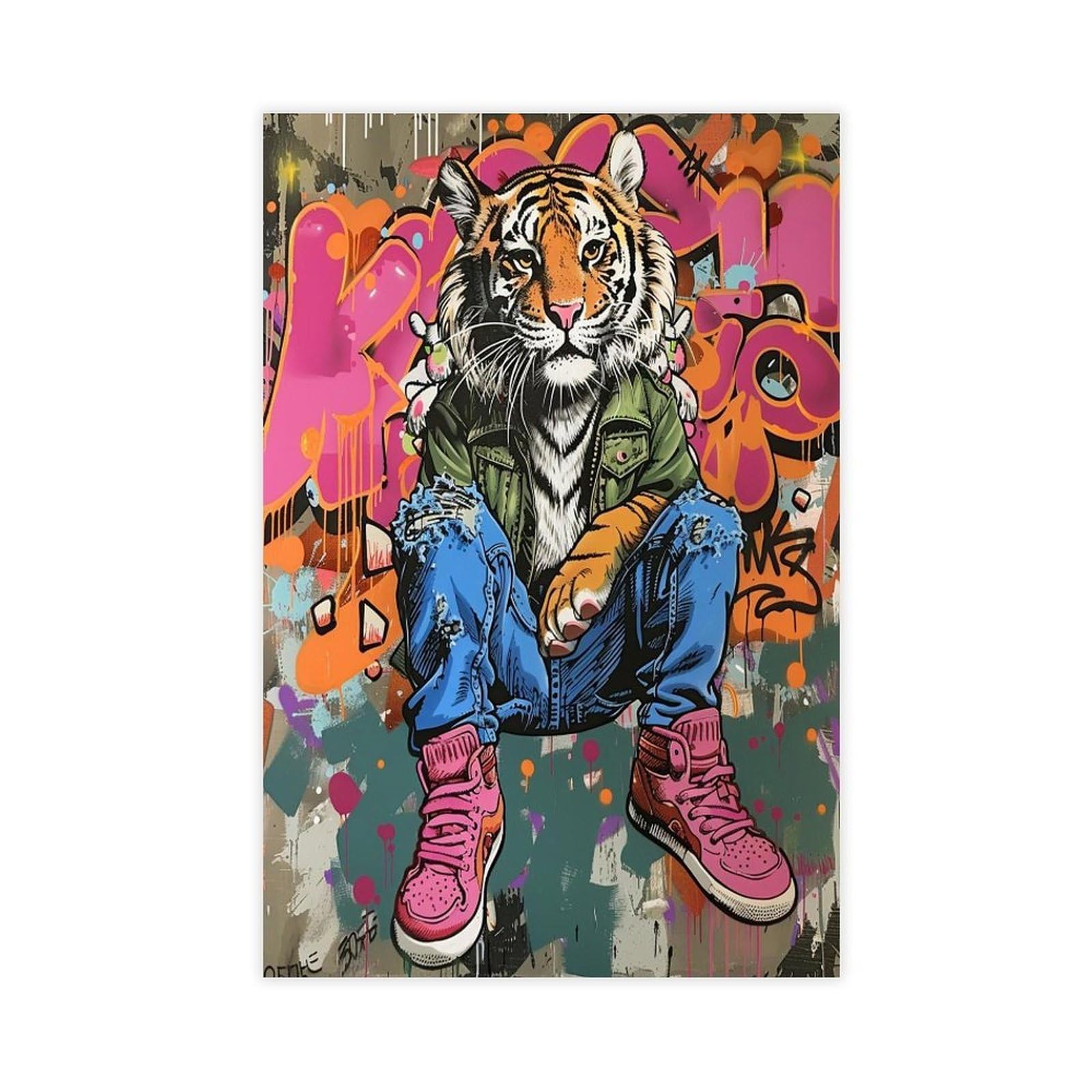 Pyberon Unframed Print-Style Graffiti Lion Canvas Poster For Dorm Room Decor Gift