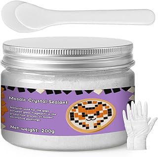200g Mosaic Crystal Grout for Crafts, Mosaics Tile Tools, High Color Contrast, Direct caulking, Suitable for Mosaic Tiles, DIY Craft Projects (White)
