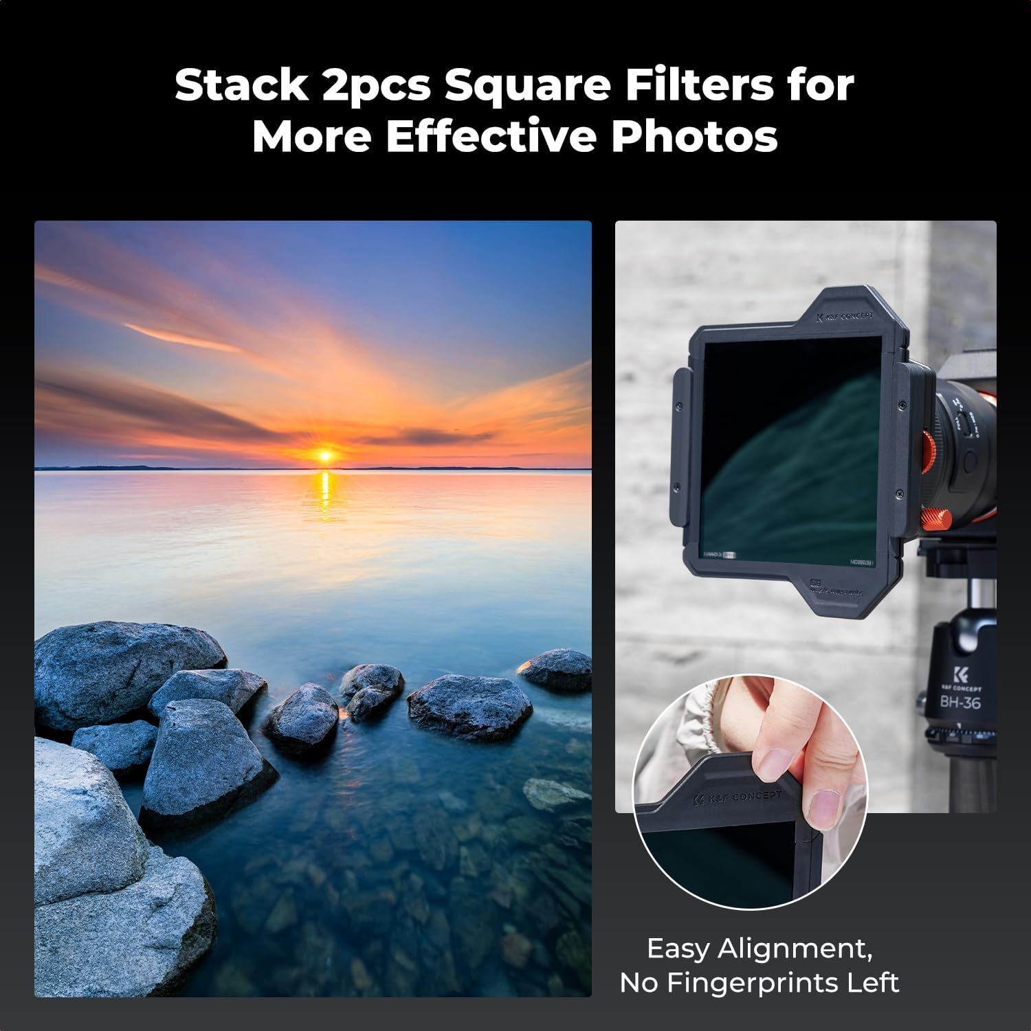 Stacking two square filters for enhanced photographic effects