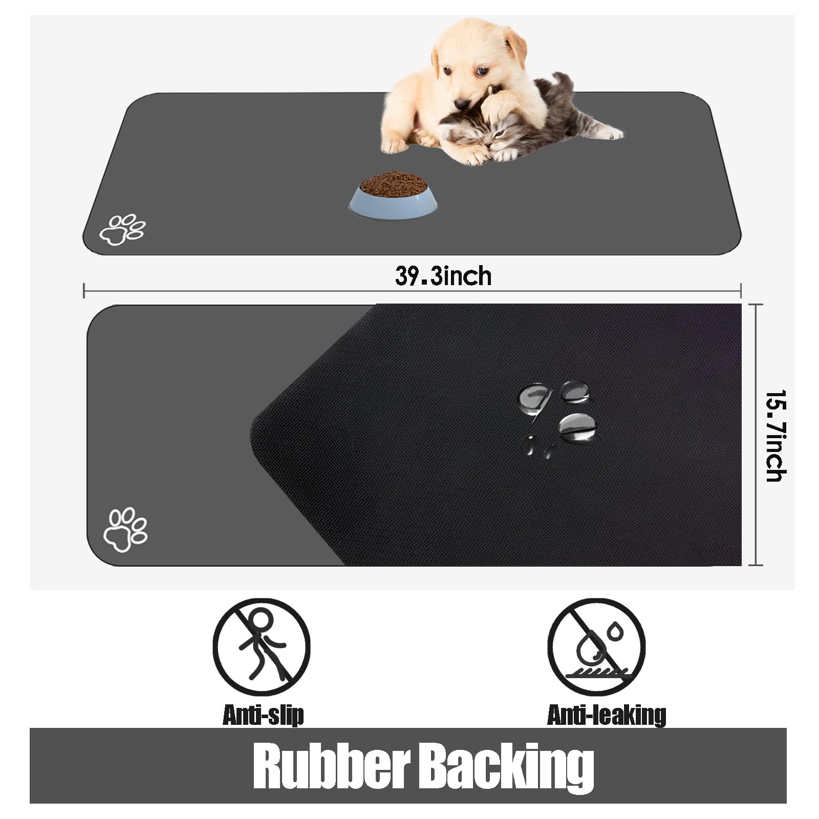 Grand tapis d'alimentation pour animal de compagnie, tapis absorbant à séchage rapide pour gamelle de nourriture et d'eau, pas de taches, facile à nettoyer, accessoires pour chiens, tapis de