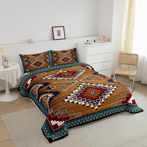 Miniatura 2 de Erosebridal Juego de ropa de cama de decoración bohemia, juego de edredón de nativos americanos del suroeste, bohemio, azteca, exótico, acolchado,