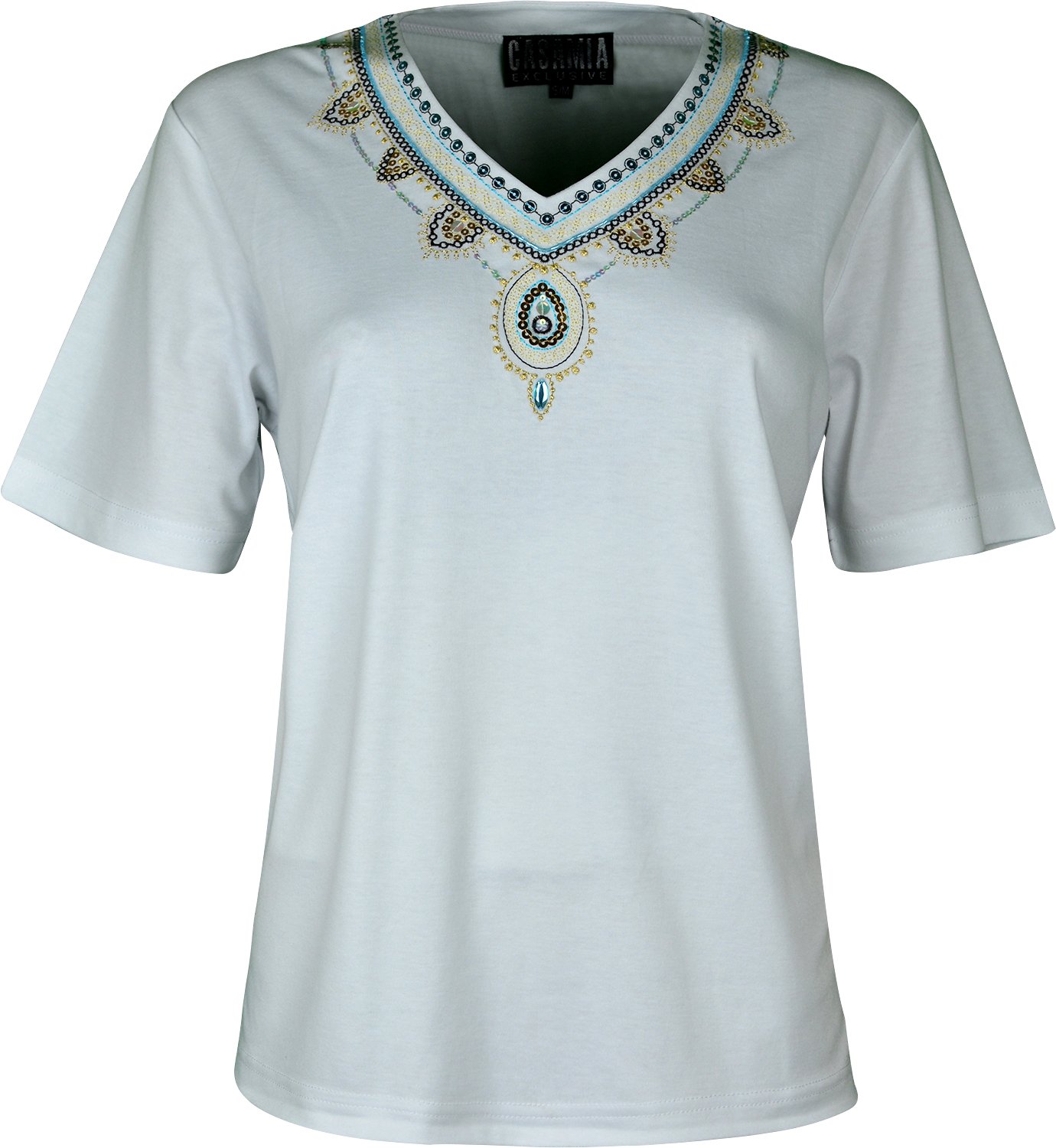 Women's T Shirt V Neck Top Embroidery