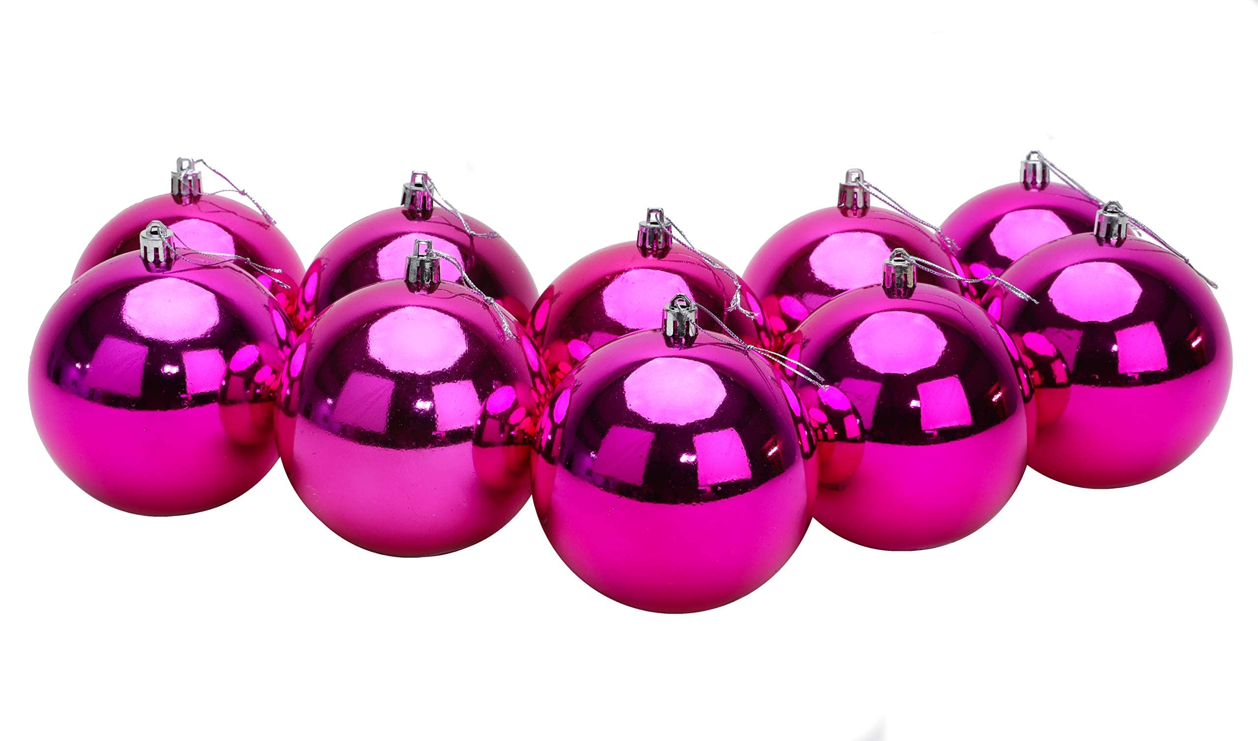 Christmas Concepts® 10 Extra Large 100mm (4") Baubles - Christmas Tree Baubles (Hot Pink)