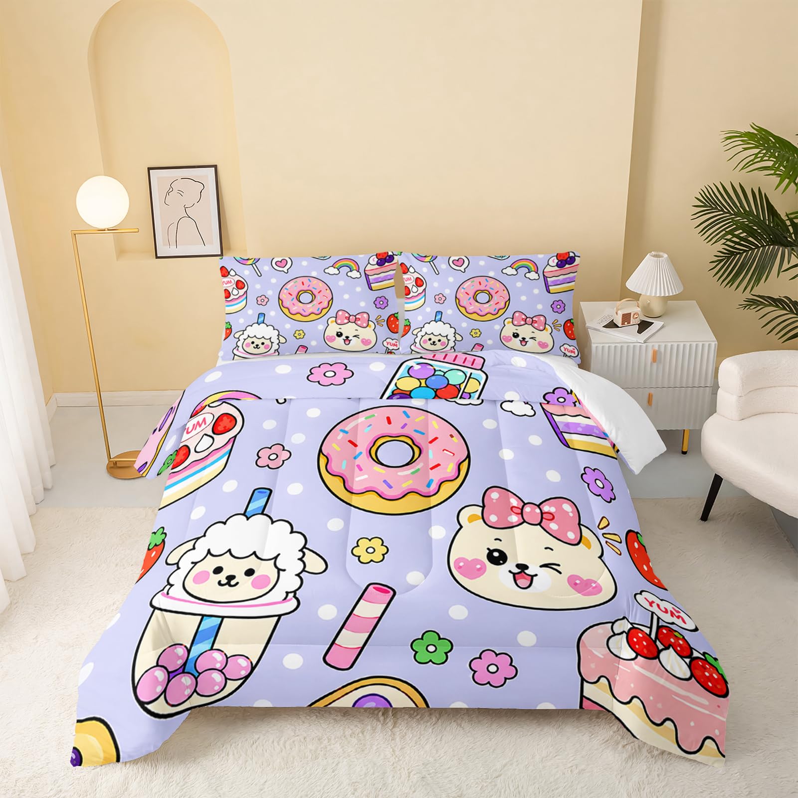 Parure de lit hypoallergénique et anti-plis en microfibre violette pour toutes saisons