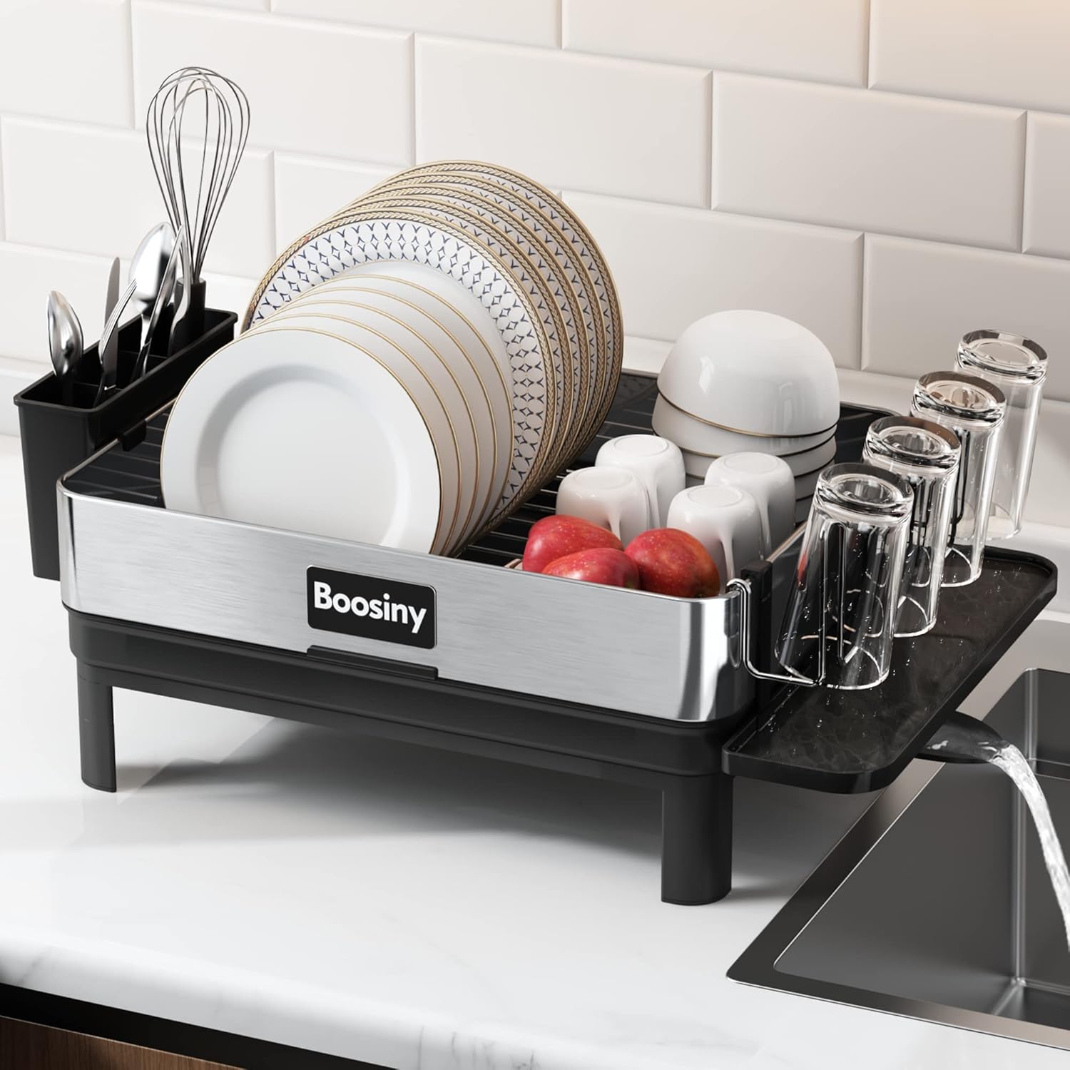 BOOSINY Dish Racks for Kitchen Counter, 304 Stainless
