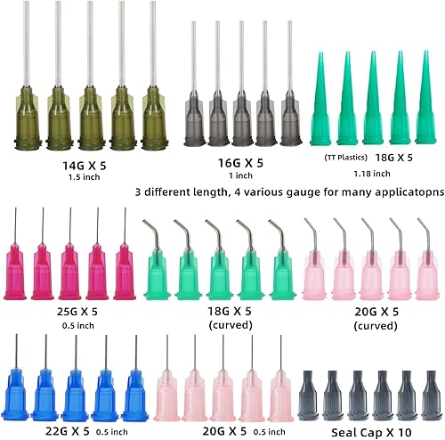 Miniatura 2 de Paquete de 40 dispensadores de 0.0 fl oz, 0.1 fl oz, 0.2 fl oz, 0.3 fl oz, 0.7 fl oz, 14ga, 16ga, 18ga, 20ga, 22ga, 25ga, cabezal dispensador de