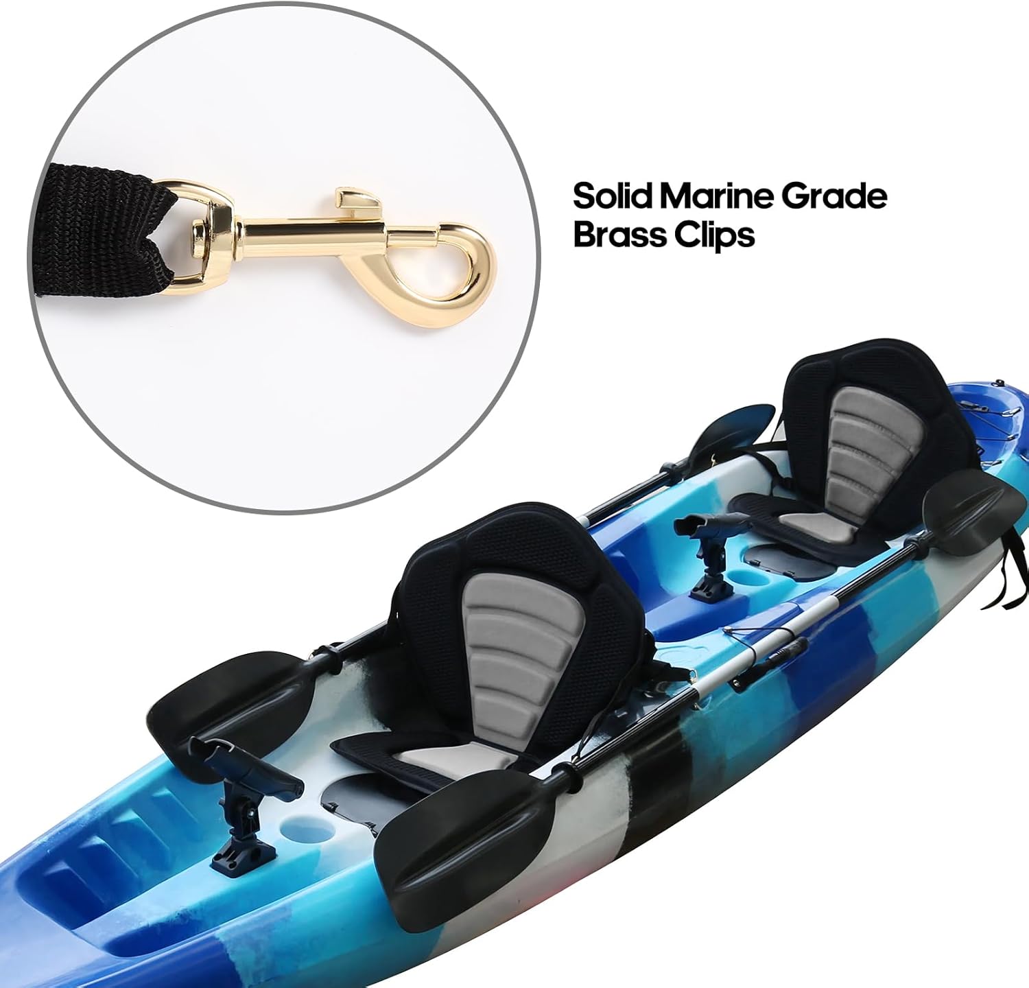 FAHKNS 2-Pack Kayak Seats, Kayak Accessories, SUP Paddle Board Seats, Luxury Padded Canoe Back Seat with Removable Storage Bag, 4 Adjustable Straps for Kayaking, Canoeing, Rafting, Fishing