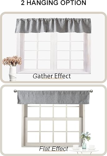 Miniatura 6 de Cenefas de Cocina para Ventana 2 Paquetes, cenefas de 10 pulgadas para Ventanas, Textura de Lino de Arpillera Sala de EstarVentana Pequeña Estilo