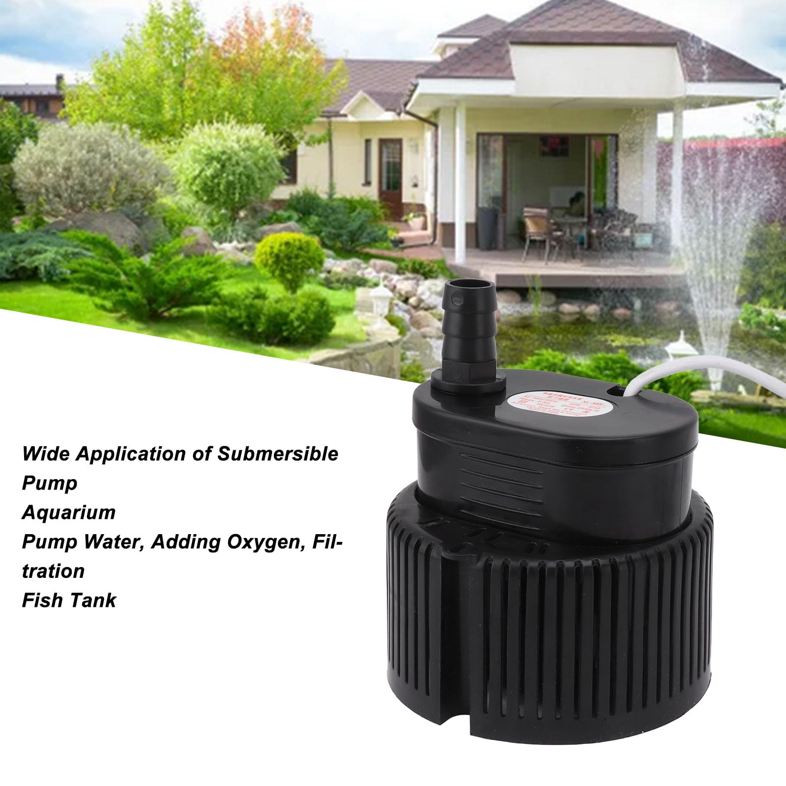 Pompa sommergibile Mtlavishness 45W 380V Pompa acqua silenziosa con uscita stabile a basso rumore Custodia in plastica per fontana da acquario da giardino
