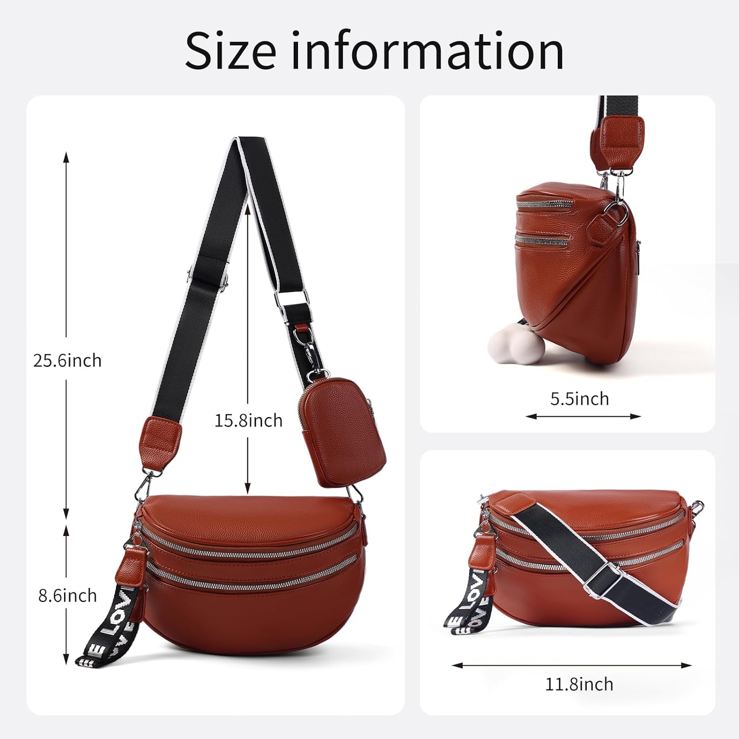 Crossbody Bag Bum Bag for Women Trendy Fanny Packs Belt Bags with Adjustable Strap for Gym Shopping Daily,Brown - Image 2