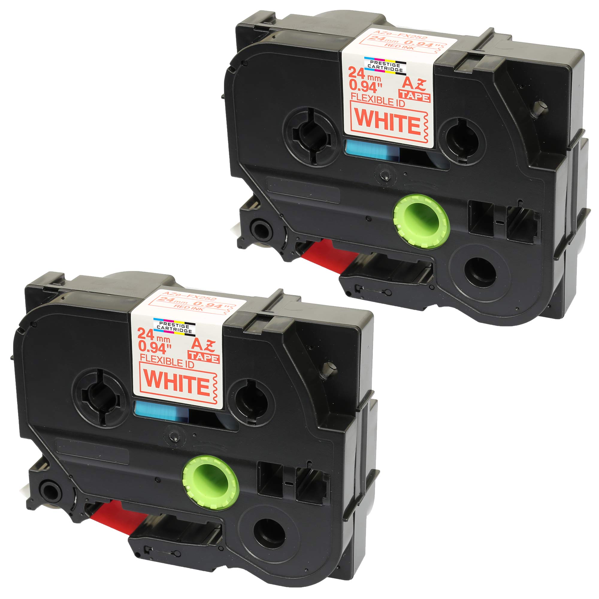 PRESTIGE CARTRIDGE 2 Compatible TZe-FX252 TZ-FX252 Red on White 24mm x 8m Flexible Label Tapes for PT-2430PC 3600 9600 9700 9800 D600VP D800W E300VP E550WVP E850 H500 H500LI P700 P750W Label Makers