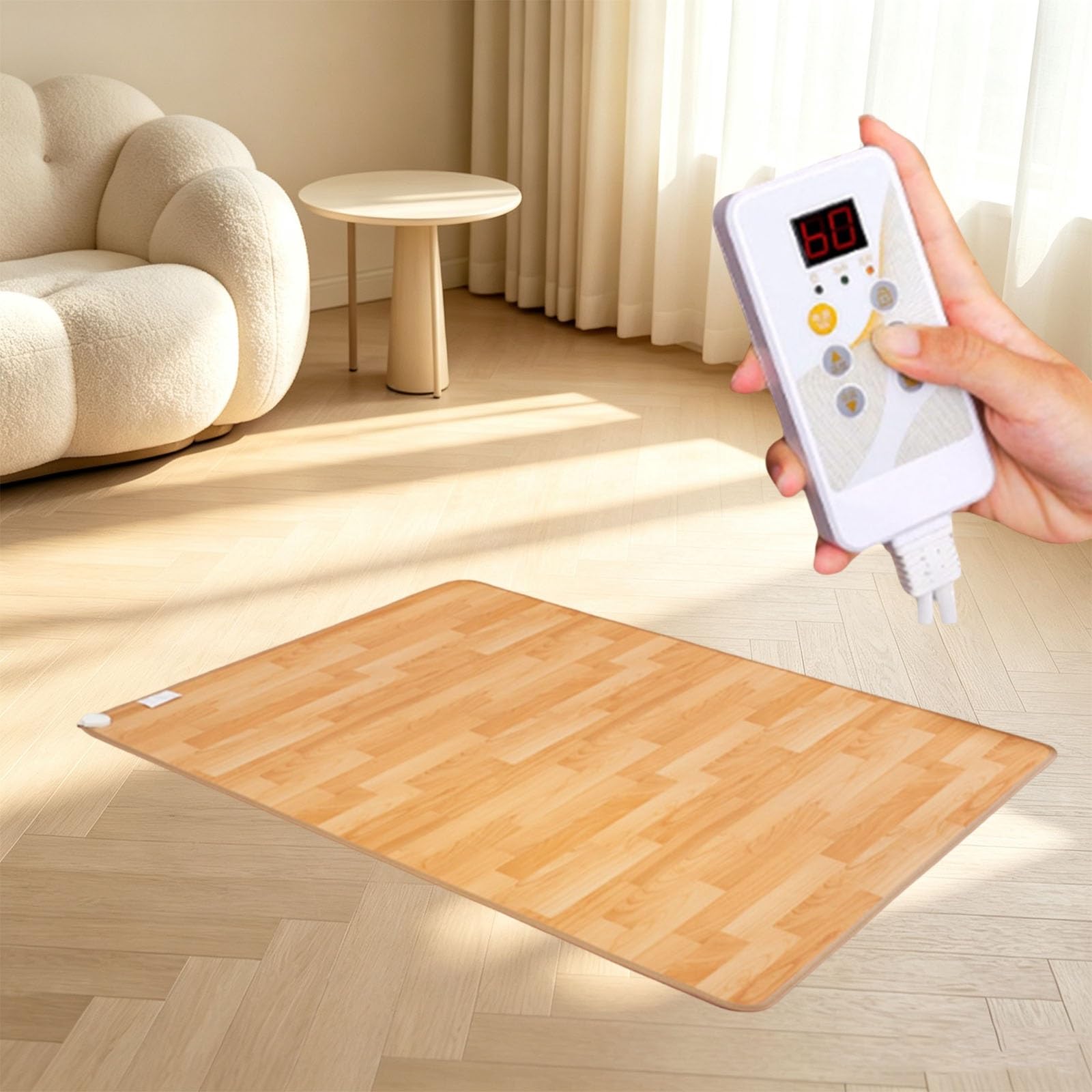 Tappetino riscaldante in grafene, tappeto elettrico per interni | Riscaldamento rapido, temperatura e timer regolabili, ideale per l'uso in climi freddi, per riscaldare casa(A,50x60cm)