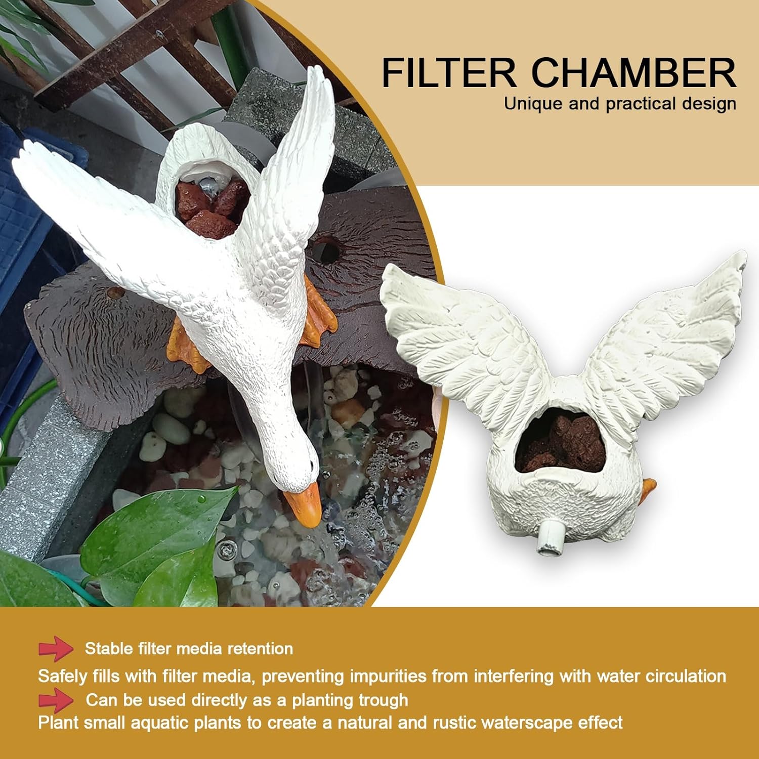 Garden Pond Spitters, Garden Decor for Koi Pond, Spitter Pond Water Feature, Fish Tank Water Dispenser, for Garden, Yard, Lawn(White)