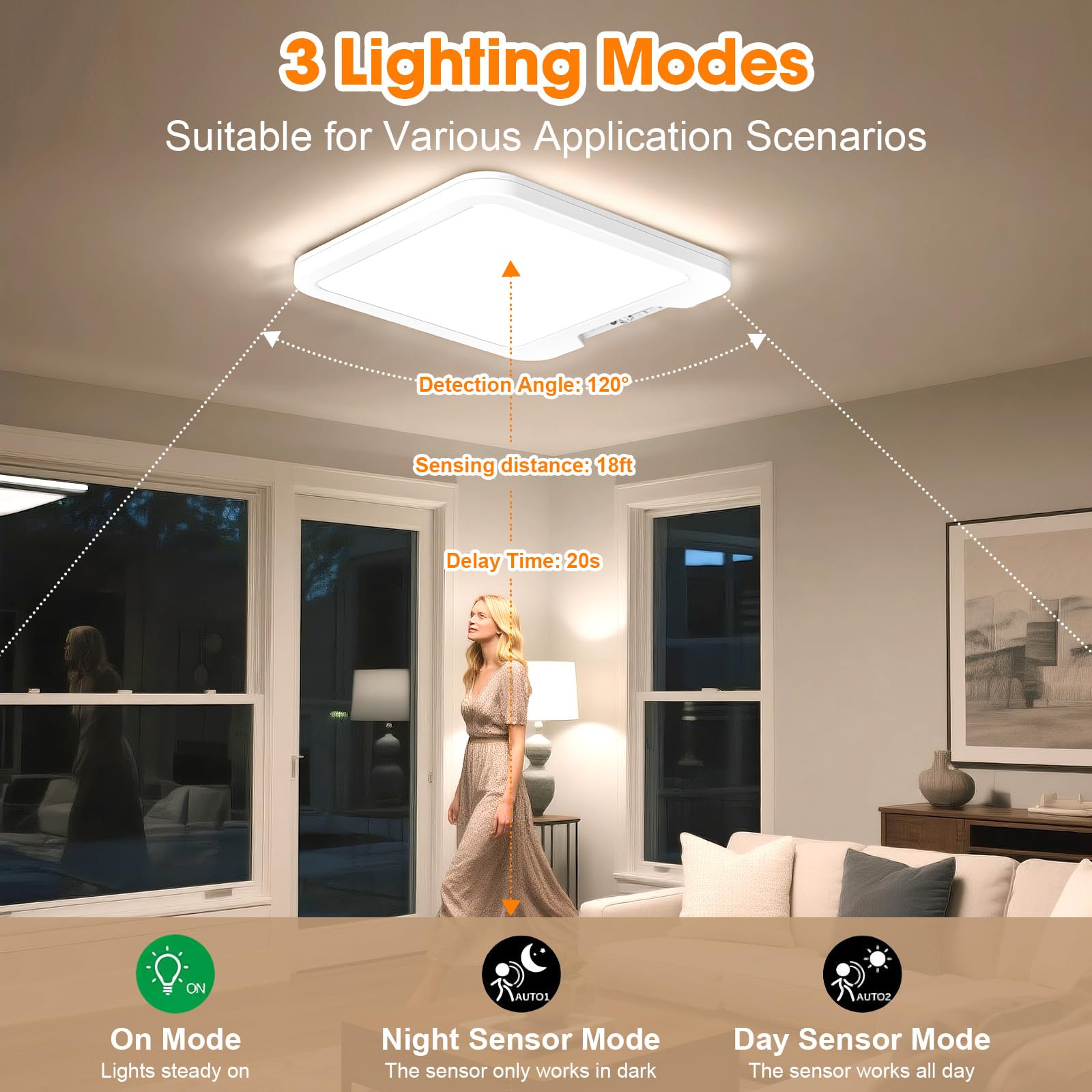 Lámpara de techo recargable con sensor de movimiento y control remoto, 3 temperaturas de color (3000 K/4500 K/6500 K), temporizador y pilas USB-C para baño, ducha, escaleras, pasillo, garaje, despensa