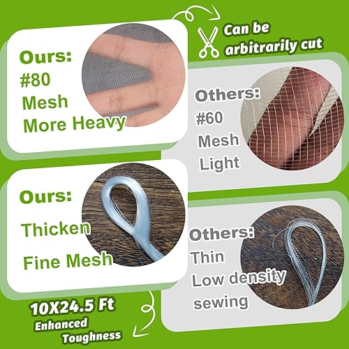 Miniatura 5 de Malla de jardín de 10 x 24.5 pies, malla 80 ultra fina para protección, verduras, flores, cultivos, árboles frutales, insectos y cubierta de plantas