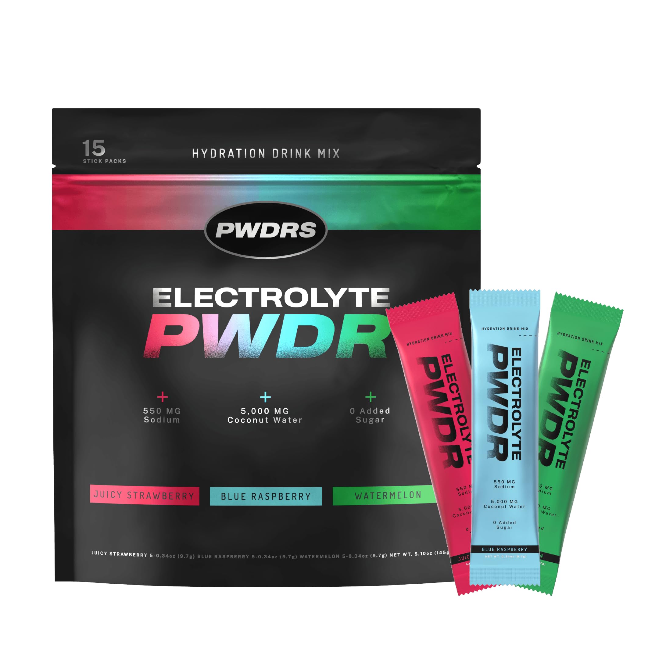 Electrolytes | All Natural Electrolyte Packets | Zero Added Sugar | 5,000mg Coconut Water for Fast Hydration | Non-GMO, No Sucralose | Summer Variety 15ct