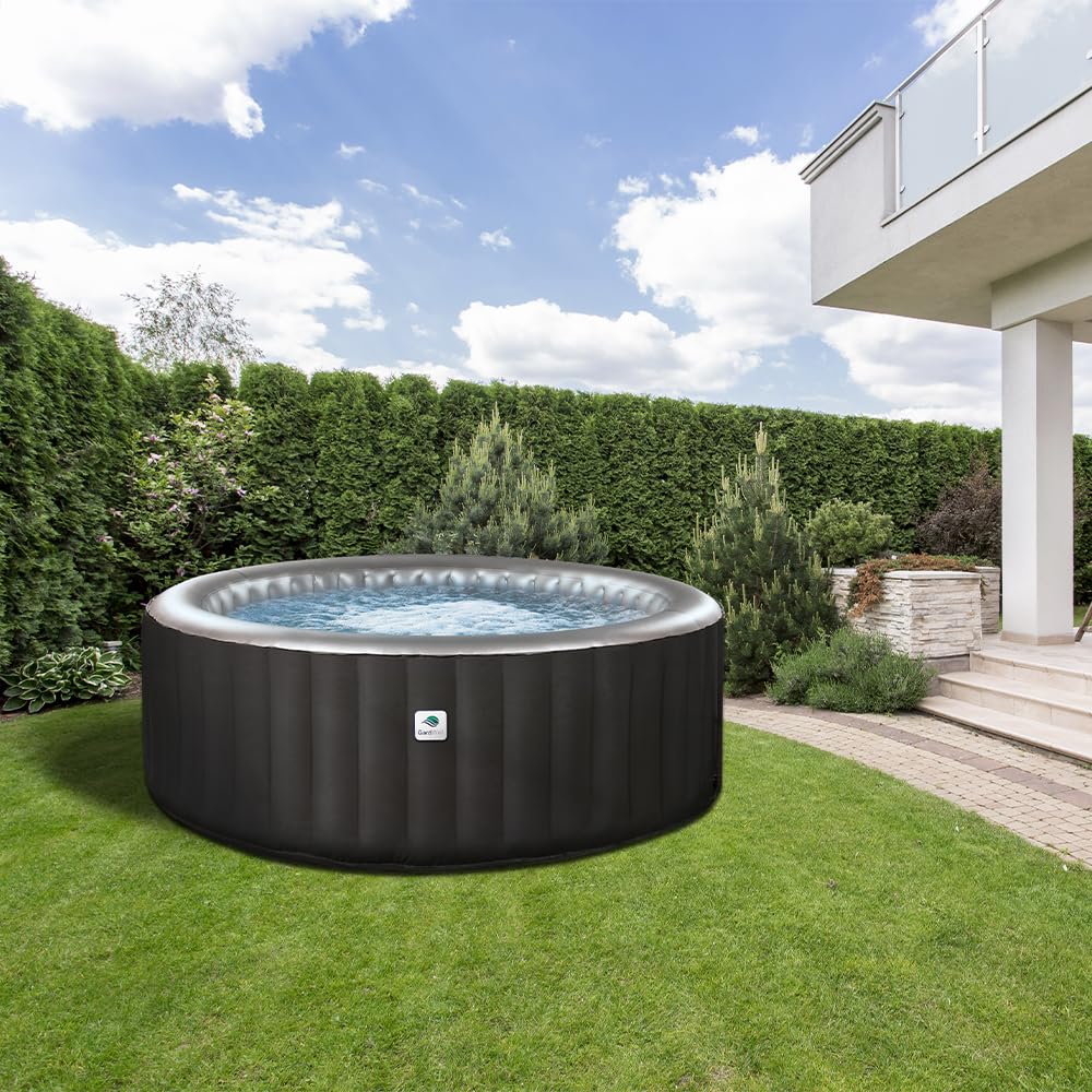 Whirlpool Round City – per 3 persone – 105 getti massaggianti ad aria – con pompa di calore, cartuccia filtro, copertura piscina e tappetino protettivo