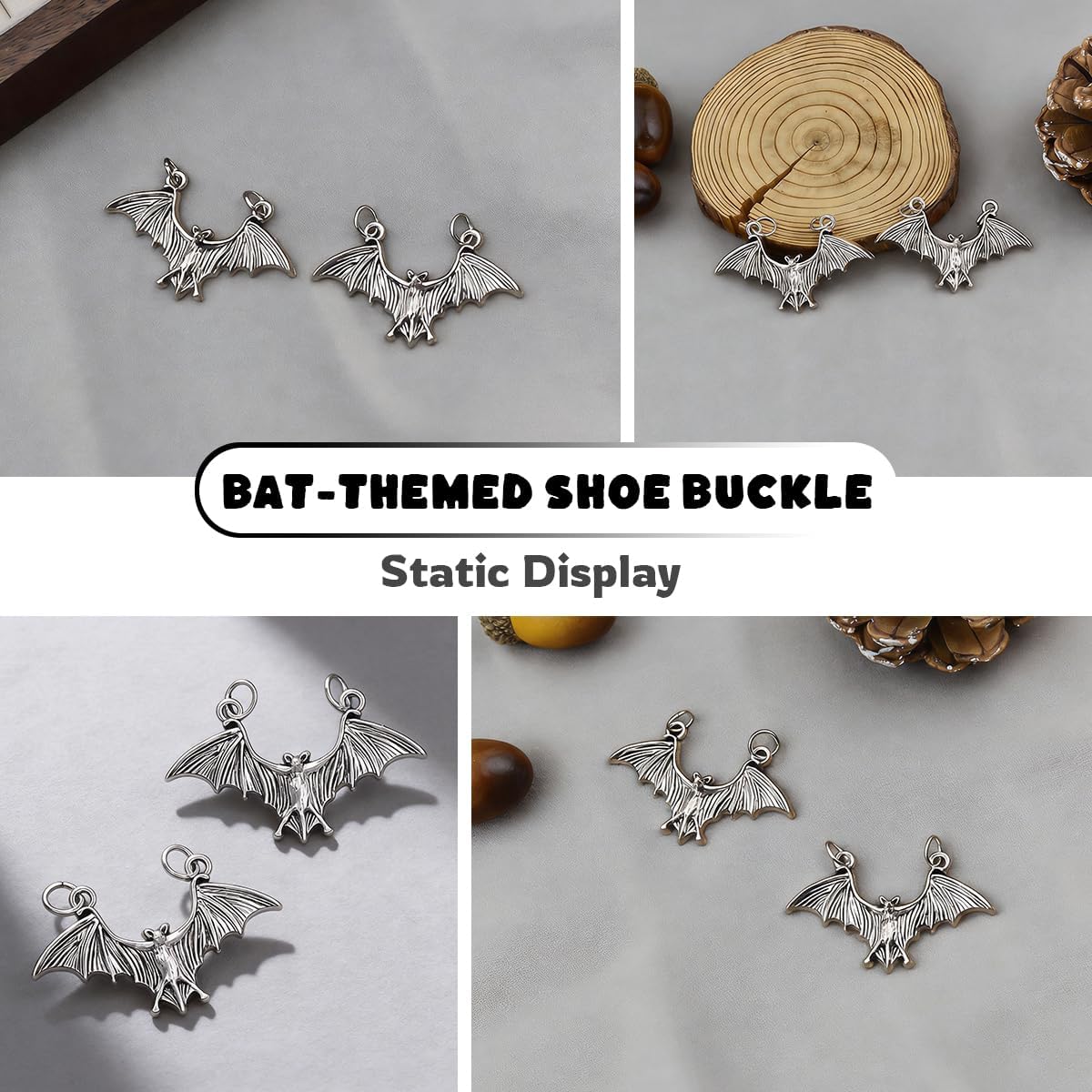 10 Pcs Halloween Bat Shoe Lace Charms Retro Shoelace Buckle Detachable Fashion Punk Dress up Cosplay Shoelaces Decorations Accessory for Boots Skates Sneakers image 5