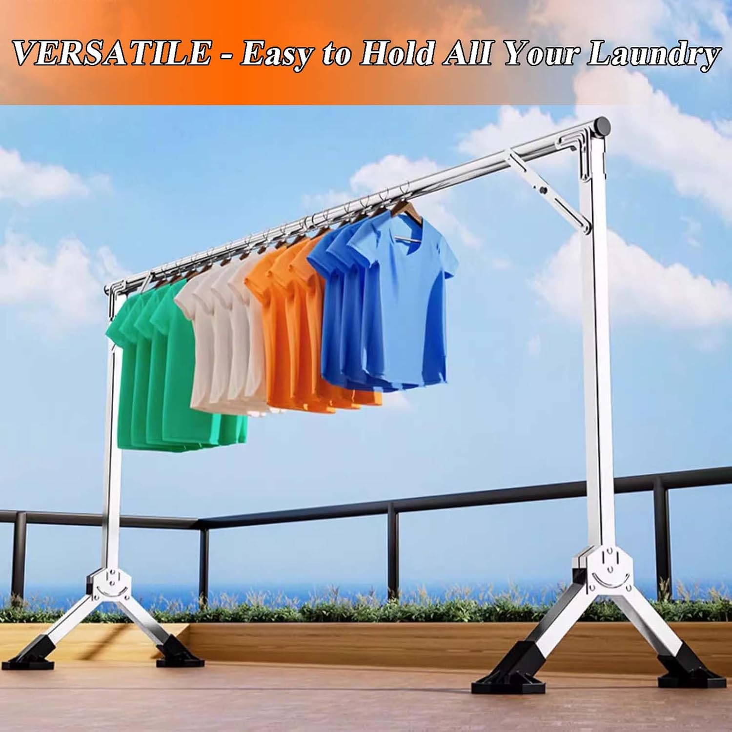 Clothes Drying Rack Folding, Collapsible Laundry Drying Rack, Heavy Duty Clothes Rack, Space Saving Laundry Drying Rack, Stainless Steel Garment Rack, for Indoor Outdoor