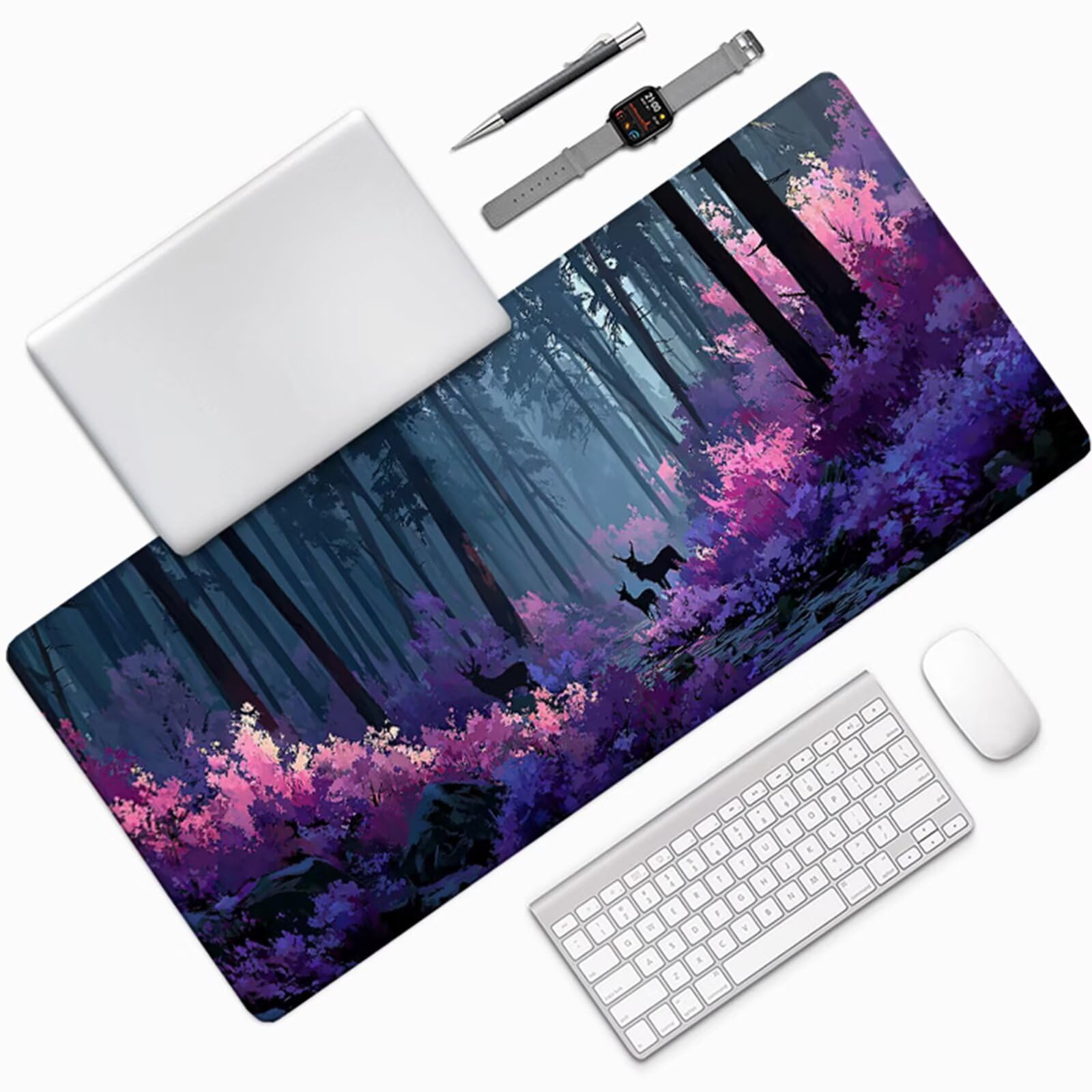 Pflanzen U-2072 Gamingowa podkładka pod mysz, 1200 x 600 x 3 mm, z antypoślizgową gumową podstawą, podkładka pod mysz XXL z przyszytymi krawędziami, akcesoria dla graczy, do biura, komputera, domu, na