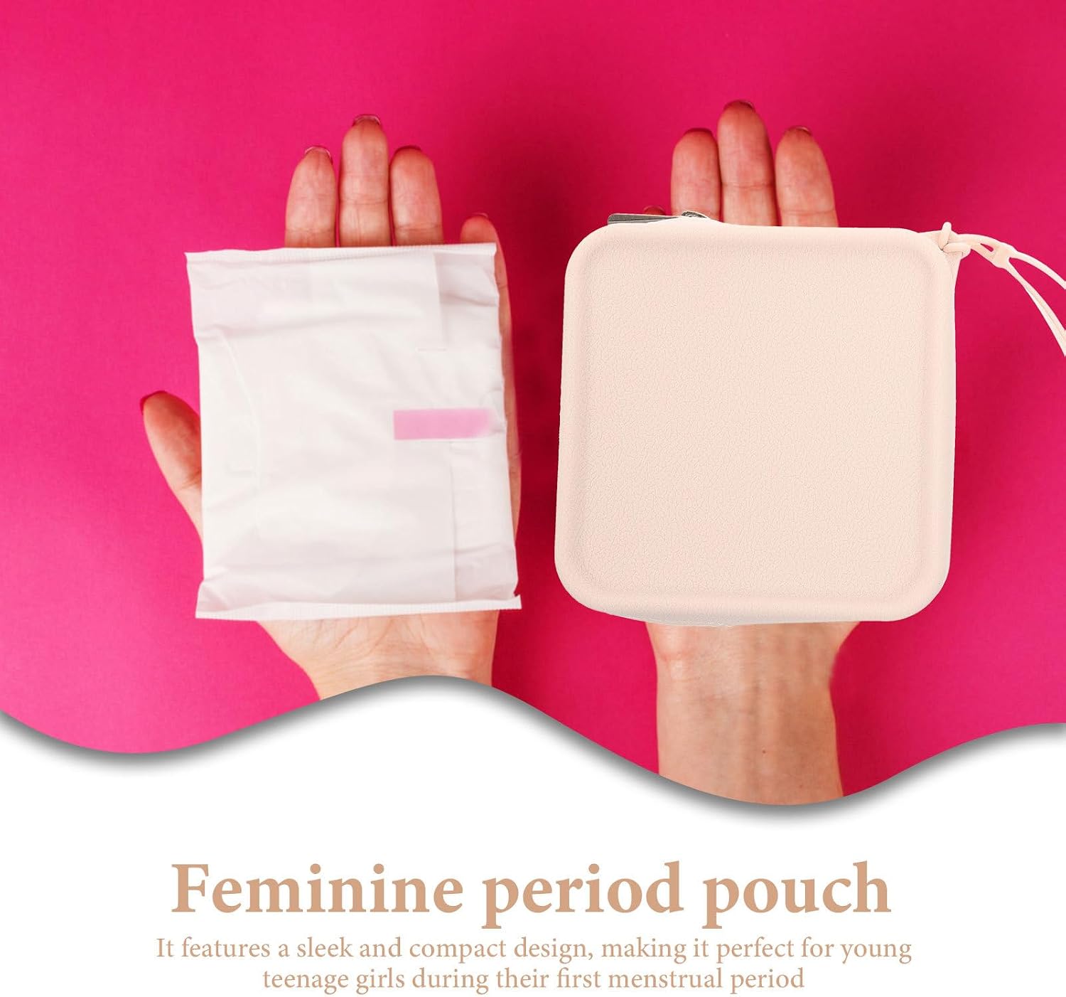 Silicone Sanitary Napkin Storage Bag Portable Travel Pouch Skin-Texture Menstrual Case Compact Period Pad Holder for Teen Girls image 2