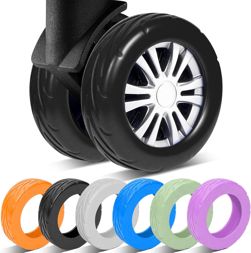 8 Pcs Luggage Wheel Covers, Black, Small — 사진 1
