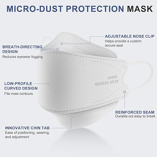 Miniatura 4 de KN95 - Cubrebocas desechables para adultos, paquete de 100 mascarillas KN95 ajustables, protección de 5 capas, transpirable, cómodo, respirador,