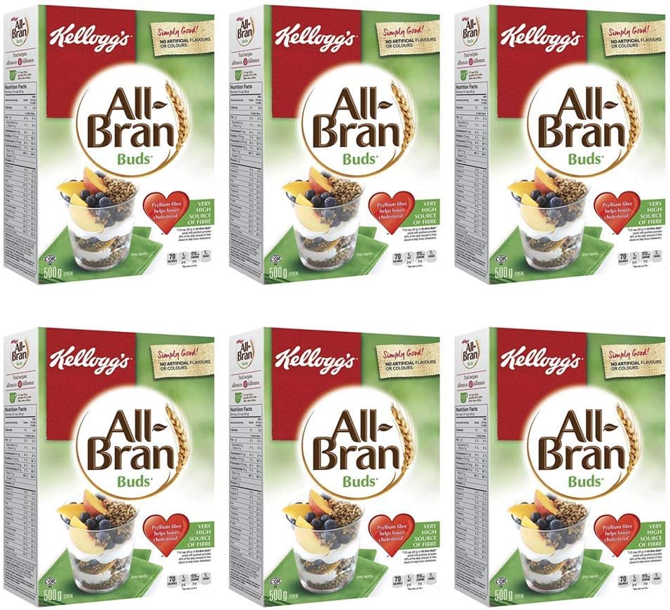 Kellogg's All Bran Buds Cereal 500g/17.6oz, 6-Pack (Imported from Canada)