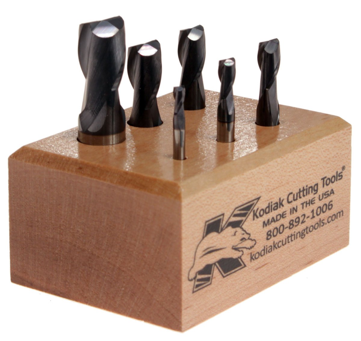 Kodiak Cutting Tools 6I-RY3N-FNED USA Made Premium Micrograin Carbide End Mill Set, ALTiN Coated, 2 Flute, 1/8" to 1/2" (Pack of 6)