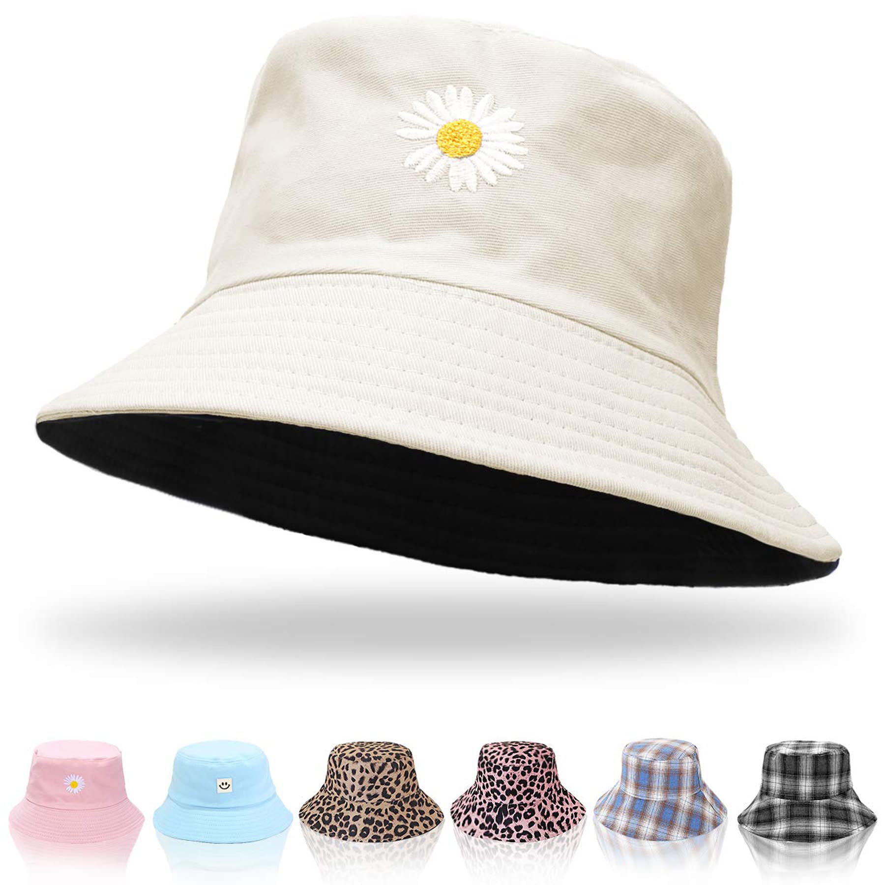 Feng Shui， Sombreros de Pescador para Mujer - Sombreros de Sol de Playa de Verano de algodón Reversible Sombrero de Pescador Plegable para Viajes Playa Senderismo Reino Unido