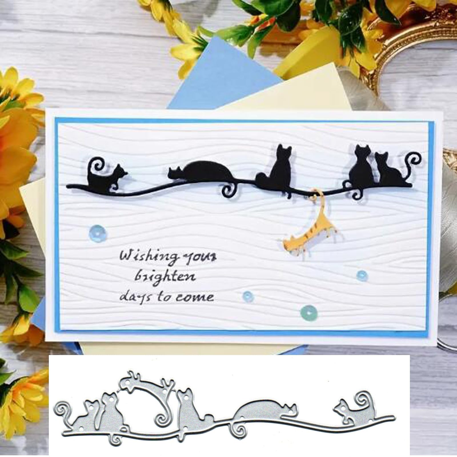 Playing Cat Metal Die Cuts for Card Making,Christmas Cute Cats Card Cutting Dies Cut Stencils DIY Scrapbooking Album Decorative Embossing Paper Card Embossing Craft