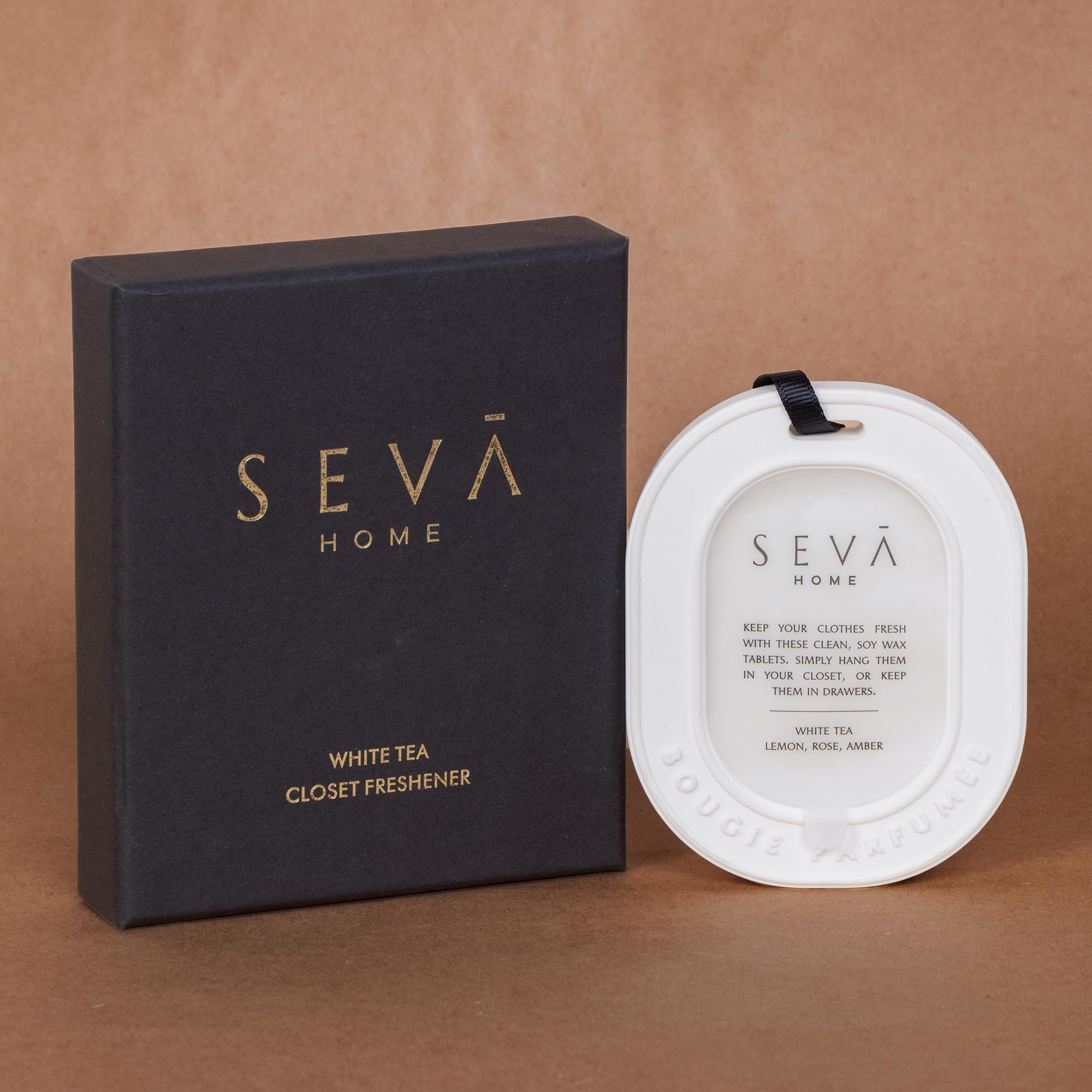 SEVA HOME Closet Freshener – White Tea | Wardrobe, Drawer & Cabinet Odor Eliminator | Long-Lasting Soy Wax Tablet | Non-Toxic & Spill-Free