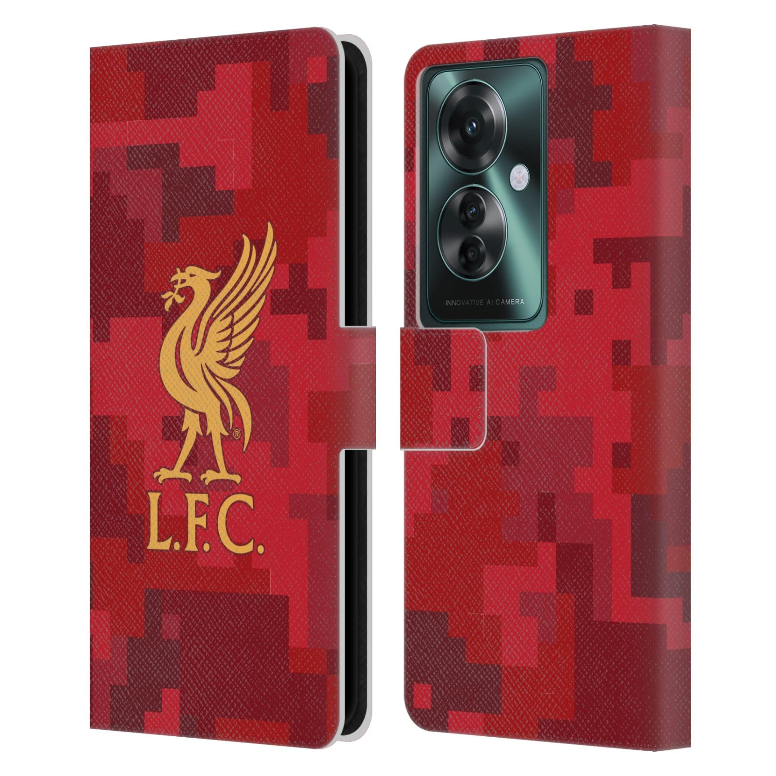 Head Case Designs Officially Licensed Liverpool Football Club Home Red Digital Camouflage Leather Wallet Case Compatible With Oppo Reno11 F 5G / F25 Pro 5G