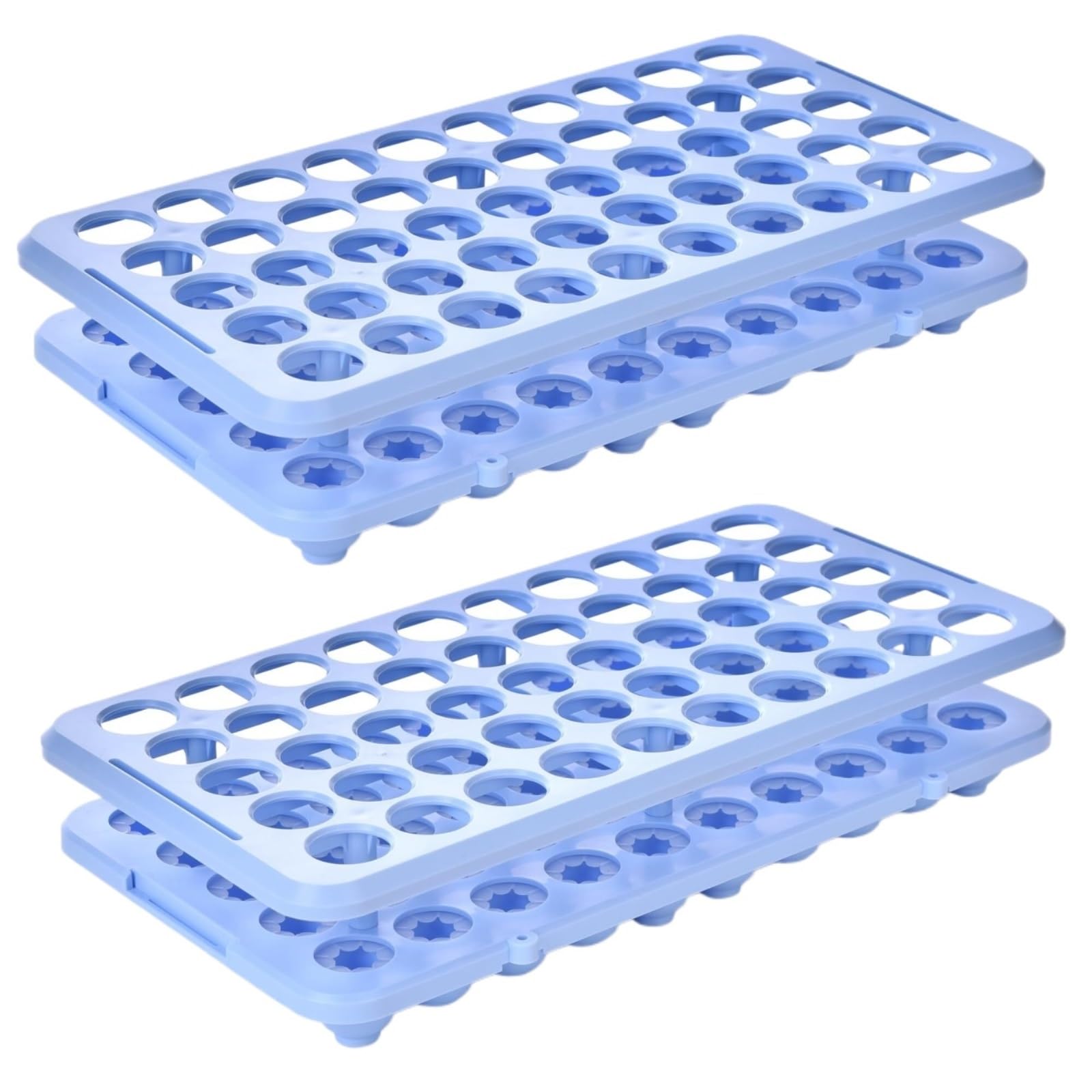 Soporte Tubos Ensayo 2 Soportes De Plástico For Tubos Centrífuga Con 50 Orificios Y Apertura 18 Mm Escolar(Blue)