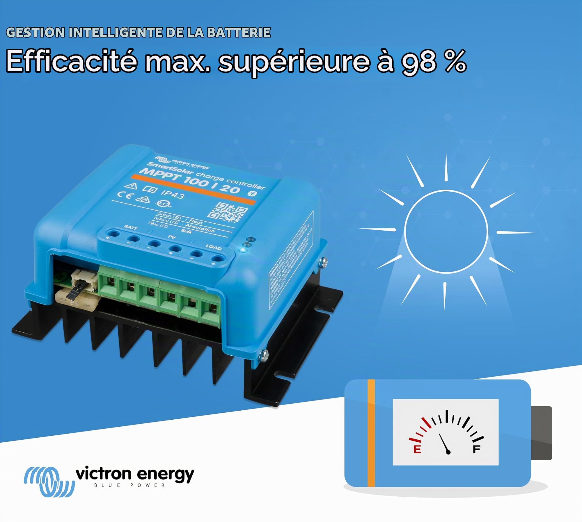 Victron Energy SmartSolar MPPT 100V 20 ampères 48-Volt Contrôleur de Charge Solaire (Bluetooth)