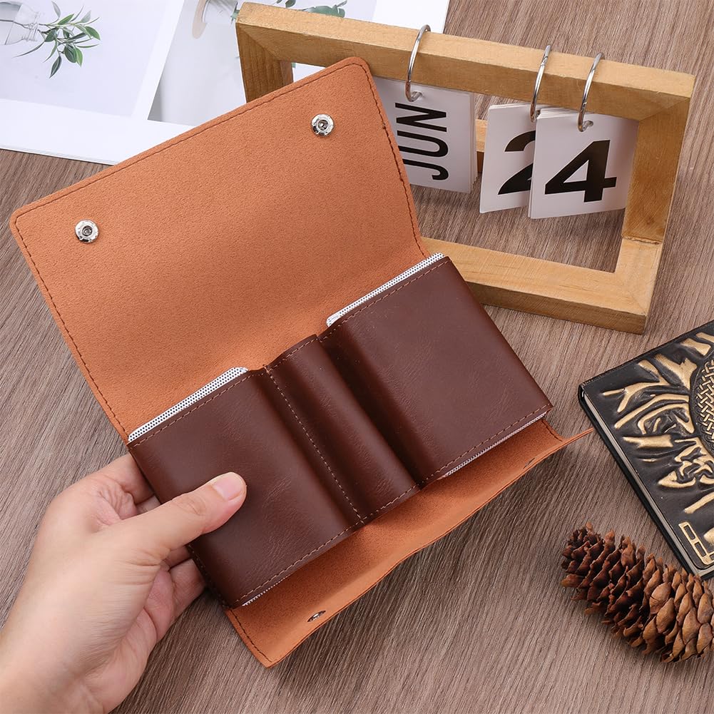 Estuche Protector de Cuero Sintético para Naipes, con Botón A Presión, Multiusos, Compatible con Billeteras, Organizador de Monedas Hecho A Mano para Póker, Bridge, Juegos de Mesa, Viajes
