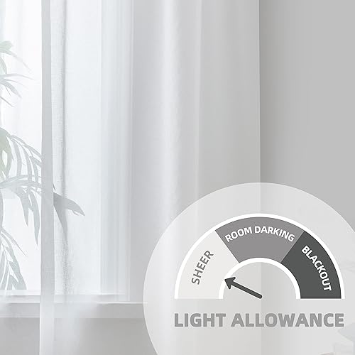 Miniatura 6 de DriftAway Cortinas plisadas transparentes de 84 pulgadas de largo, juego de 2 paneles con pestaña trasera, cortinas verticales traslúcidas,